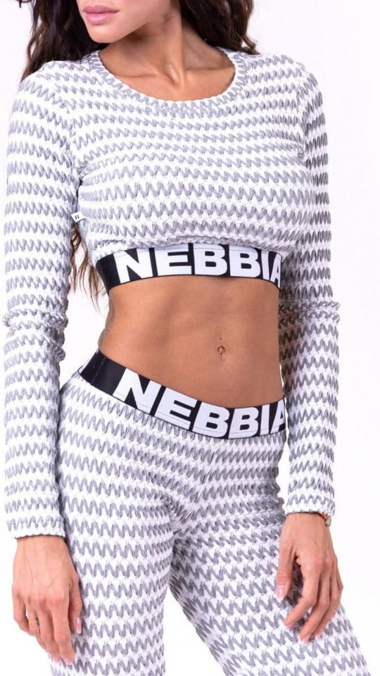 Langarm-T-Shirt Nebbia Boho Style 3D pattern crop top