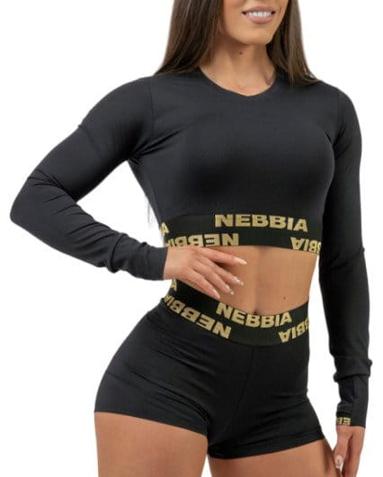 Long-sleeve T-shirt NEBBIA Women s Long Sleeve Crop Top INTENSE Perform Gold