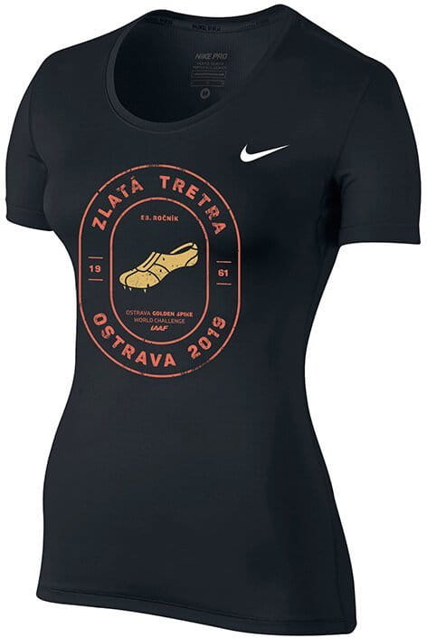 T-shirt Nike W Pro TOP SS ALL OVER MESH Zlatá tretra