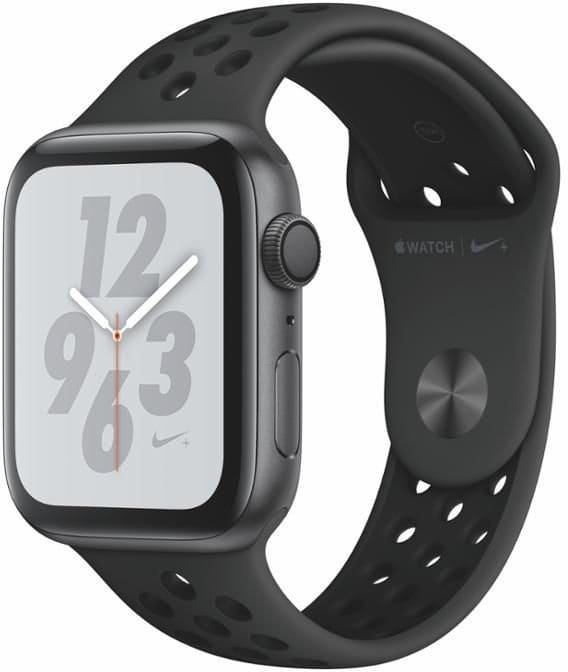Apple Watch + Series 4 GPS, 44mm Space Grey Aluminium Case with Anthracite/Black Sport Band